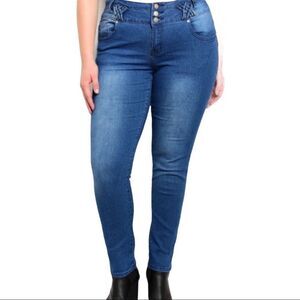 Plus Mid Rise Skinny Denim Blue Jeans NEW